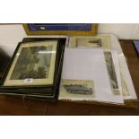 Four framed coaching prints together with a motori