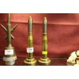 Two WW2 Trench Art 20mm cannon shells - one made i