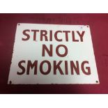 A "Strictly No Smoking" enamel sign, 38cm x 30cm