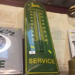 A John Deere advertising thermometer, 75cm x 22cm