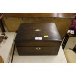 A Victorian rosewood sewing box and contents