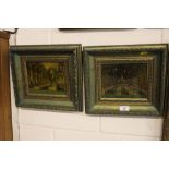 Two Jenny Simpson glass pictures, "Free Masons Hal