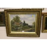 Edwin Cole, oil study depicting a cottage, signed