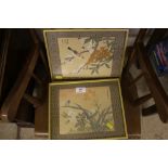 A pair of Chinese paintings on silk each depicting