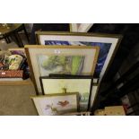 A quantity of various pictures, prints and waterco