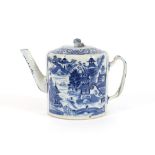 An early 19th Century Chinese blue and white teapot, the lid with fruit finial having body