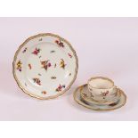 A collection of 19th Century Meissen floral decorated tea ware, cross sword marks to base