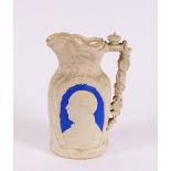 A Victorian Parian ware type commemorative jug, for Prince Albert, 25cm high