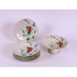 A Victorian fruit comport and matching plates, AF