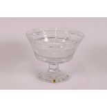 A Waterford cut glass pedestal fruit bowl, with hob-nail decoration, raised on a faceted column