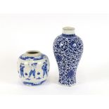 A Chinese blue and white baluster vase, having allover floral decoration, 26cm high; and a Chinese