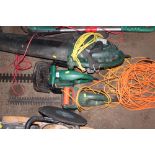 Two electric hedge trimmers and a garden vac