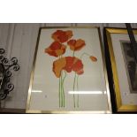 A coloured print entitled "Poppies II"