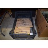 A box containing wooden advertising panels