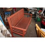 A hardwood garden bench