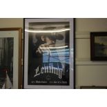 A framed poster of Lemmy Kilmister