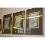 Three framed persian style prints