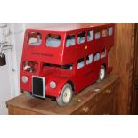 A wooden model bus