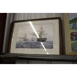 J E Wigston, pair of marine watercolours studies,