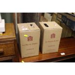 Two boxes of Le Petit Pont wine