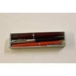 Two Parker fountain pens and a Platignum Silverlin