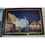 An oil on canvas 'The Fair at Kingston Fields' by