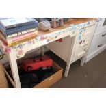 A Victorian oak decoupage desk fitted three drawers