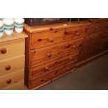 A pine chest fitted two short over three long draw