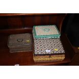 Three sewing boxes with various contents