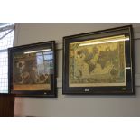 Two framed world maps