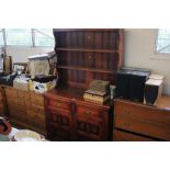 An oak dresser fitted two drawers