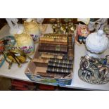 A box of various antique leather bound books