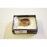 A 19th Century brass and agate set pill box