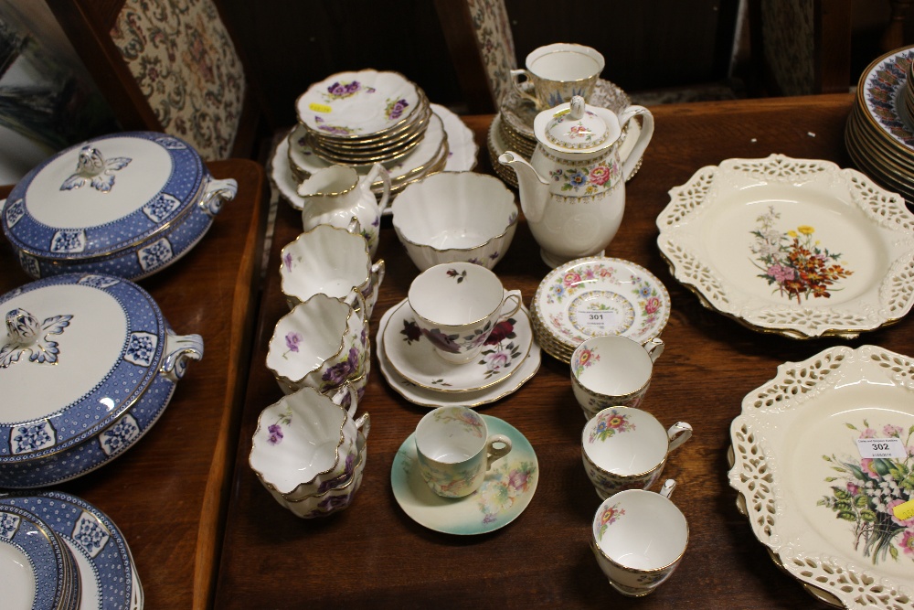 A quantity of floral decorated teaware; Grafton cof