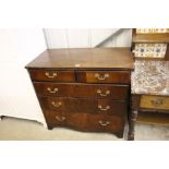 A Georgian walnut and pine sided chest fitted shor