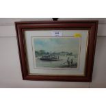 A pencil signed print depicting 'The Old Chain Ferry Walberswick'