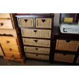 A wicker chest fitted two short over four long dra