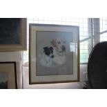 A pastel study depicting two dogs 'Pickle & Jumbo'