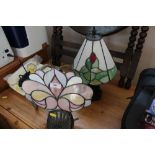 A Tiffany style lamp and one other lamp (one sold