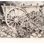 Caroline Meigh, pencil signed etching "Old Cart Shed France" 1/4, and or