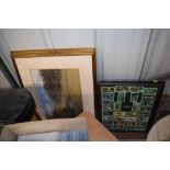 Two framed sporting prints depicting golf and cric