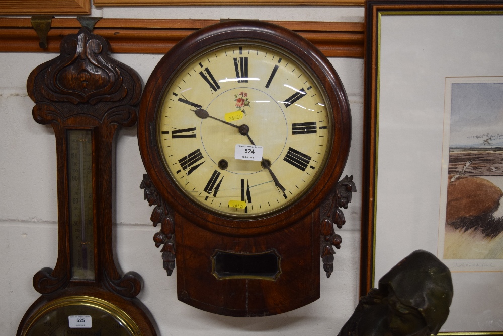 A Victorian two hole drop dial wall clock