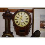 A Victorian two hole drop dial wall clock