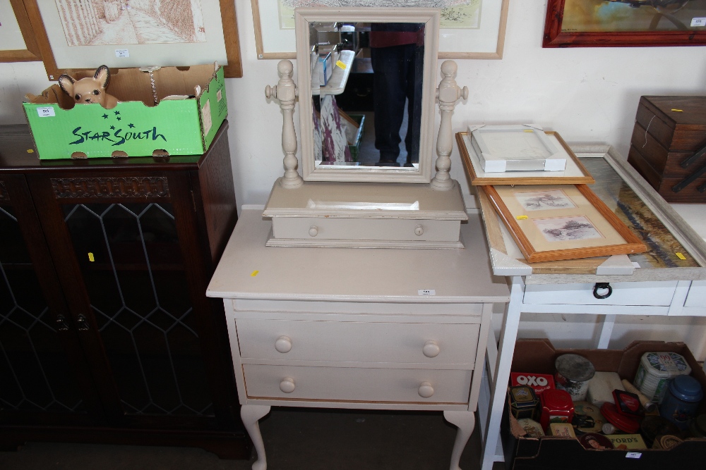 A painted dressing chest fitted two drawers, toget