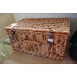 A wicker picnic basket