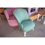 A green upholstered bedroom chairs