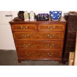A large 18th Century style walnut and herringbone banded chest, of two short and three long drawers,