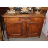 A late 18th Century French Provincial buffet cupboard, fitted single drawer above cupboards,