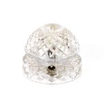 A cut glass circular table lamp, with mushroom shade and hobnail decoration