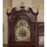 John Ratcliffe of Wrexham, long case clock, the hood surmounted by a scroll arch pediment and